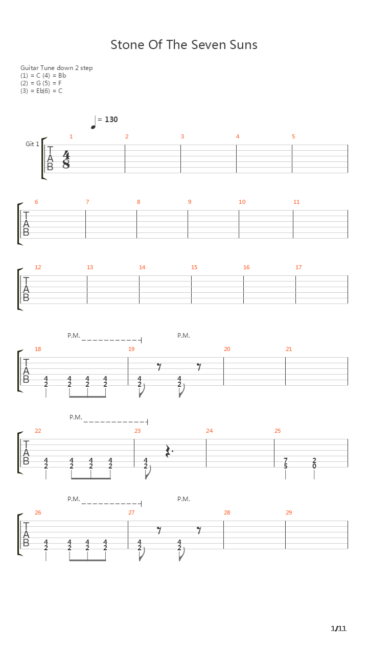 Stone Of The Seven Suns吉他谱