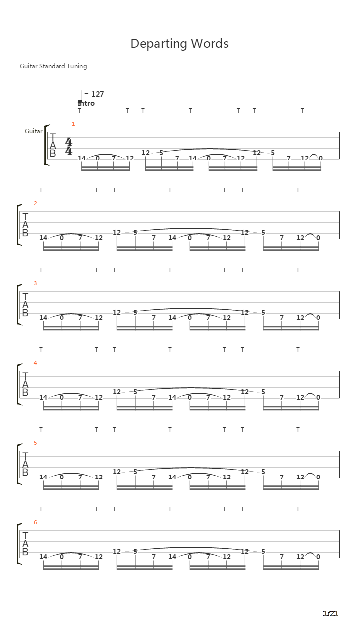 Departing Word吉他谱