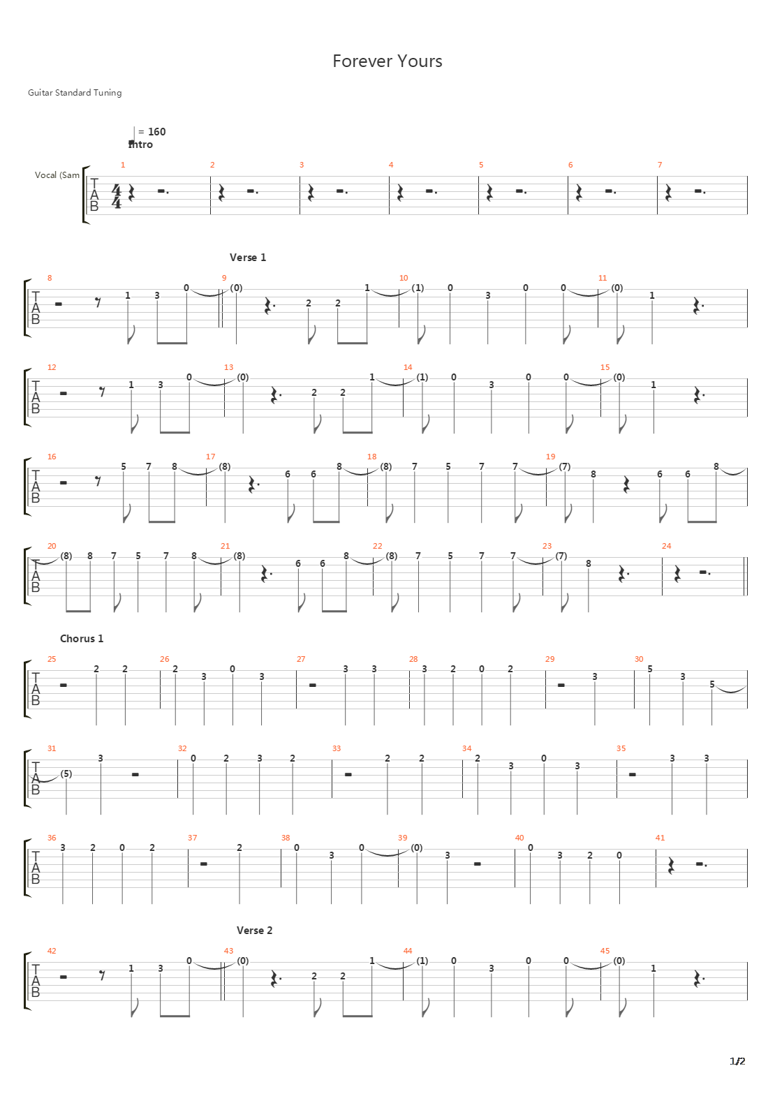 Forever Yours吉他谱