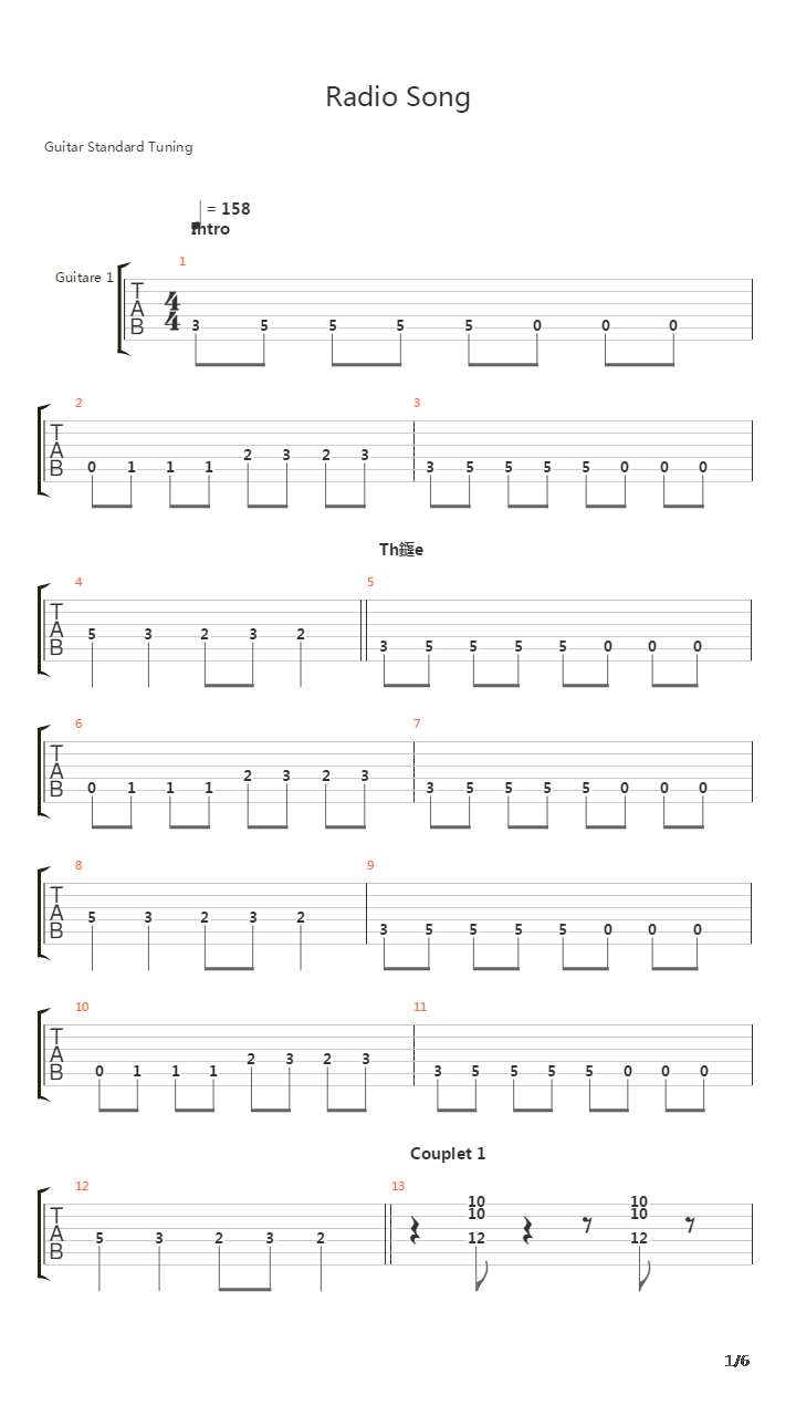 Radio Song吉他谱