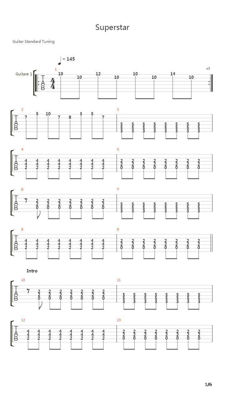 Superstar吉他谱