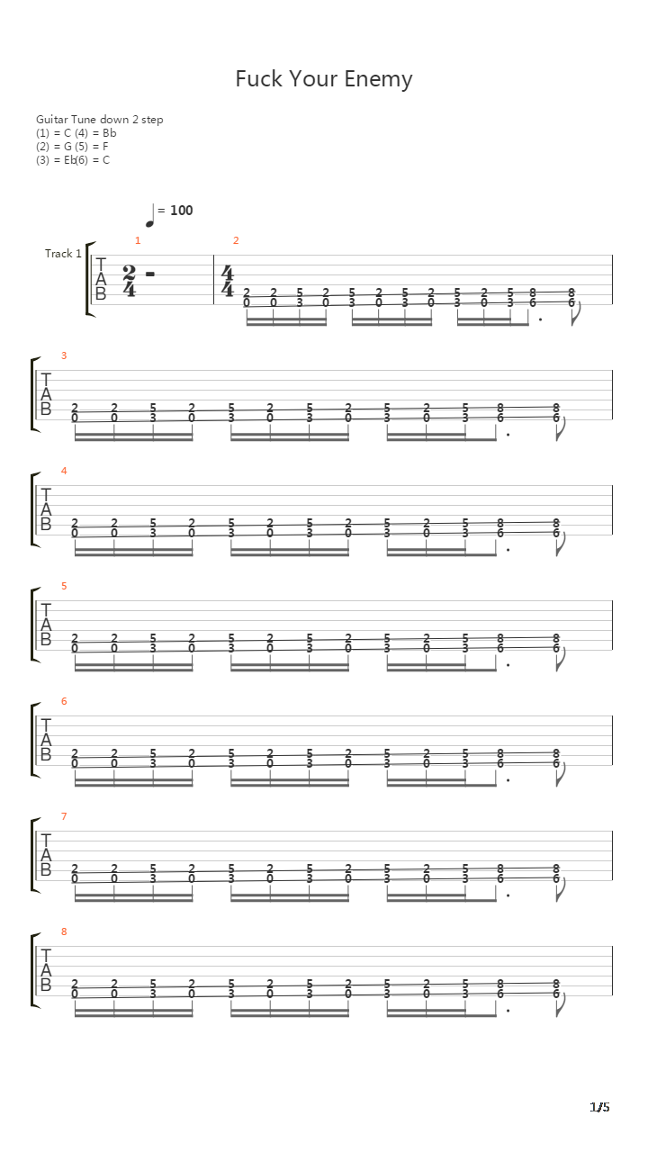 Fuck Your Enemy吉他谱