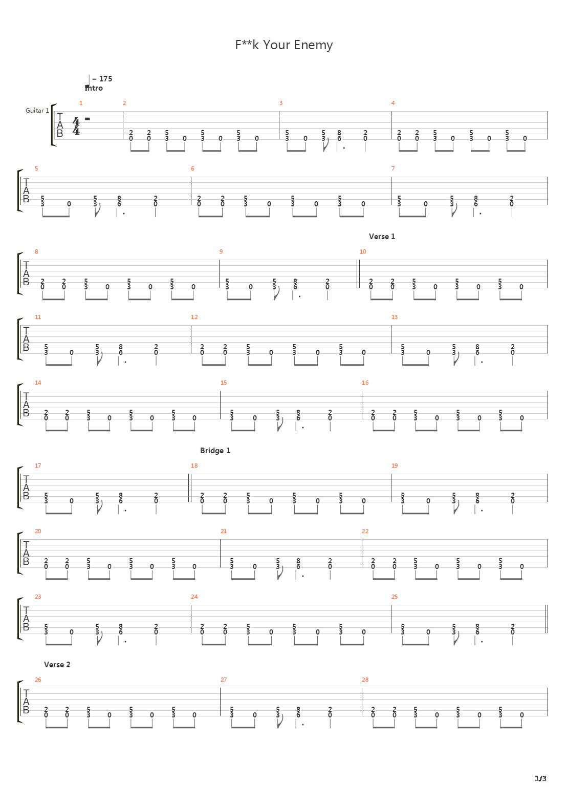 Fuck Your Enemy吉他谱