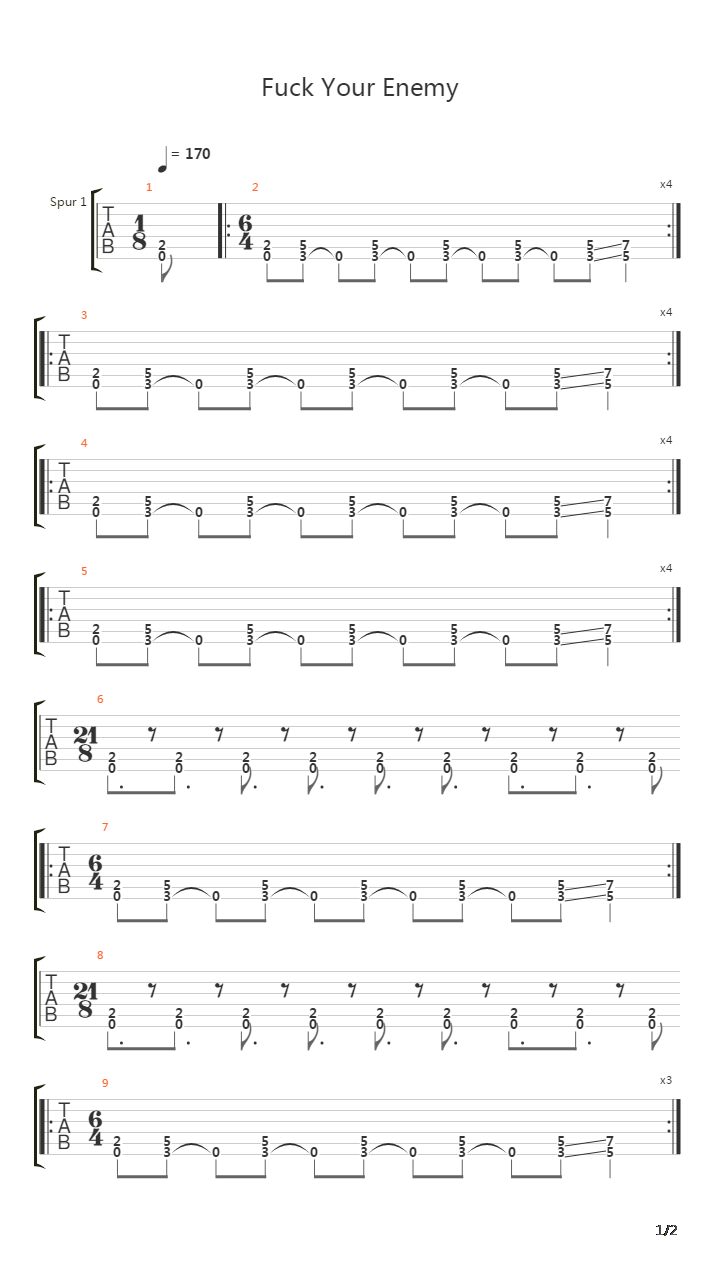 Fuck Your Enemy吉他谱