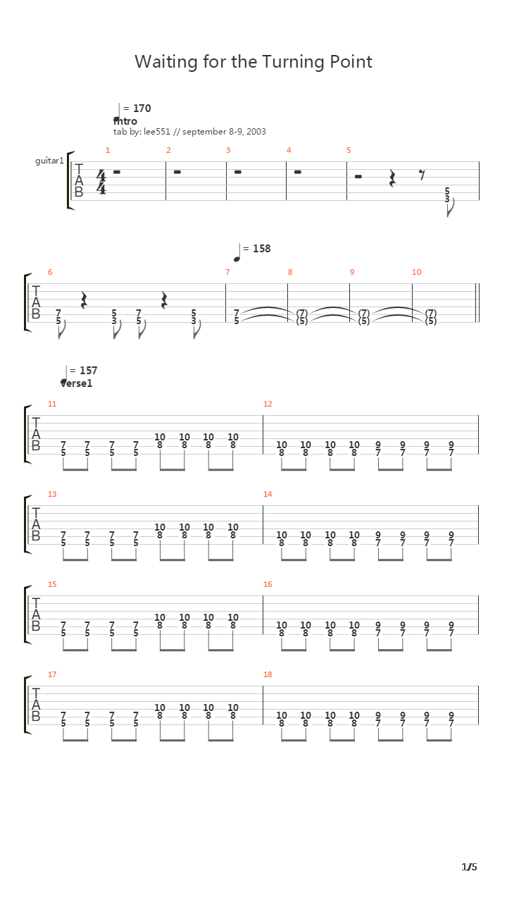 Waiting For The Turning Point吉他谱