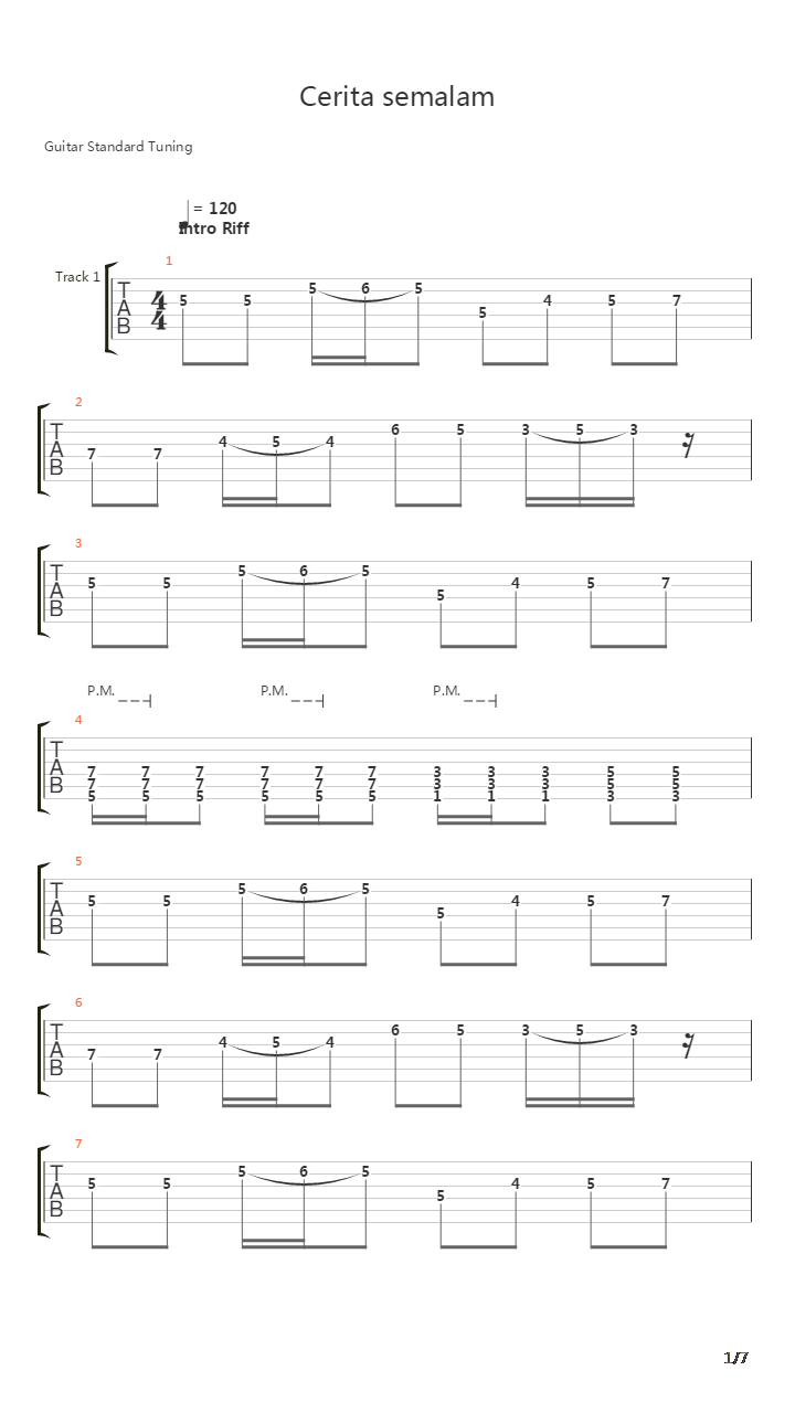 Cerita Semalam吉他谱