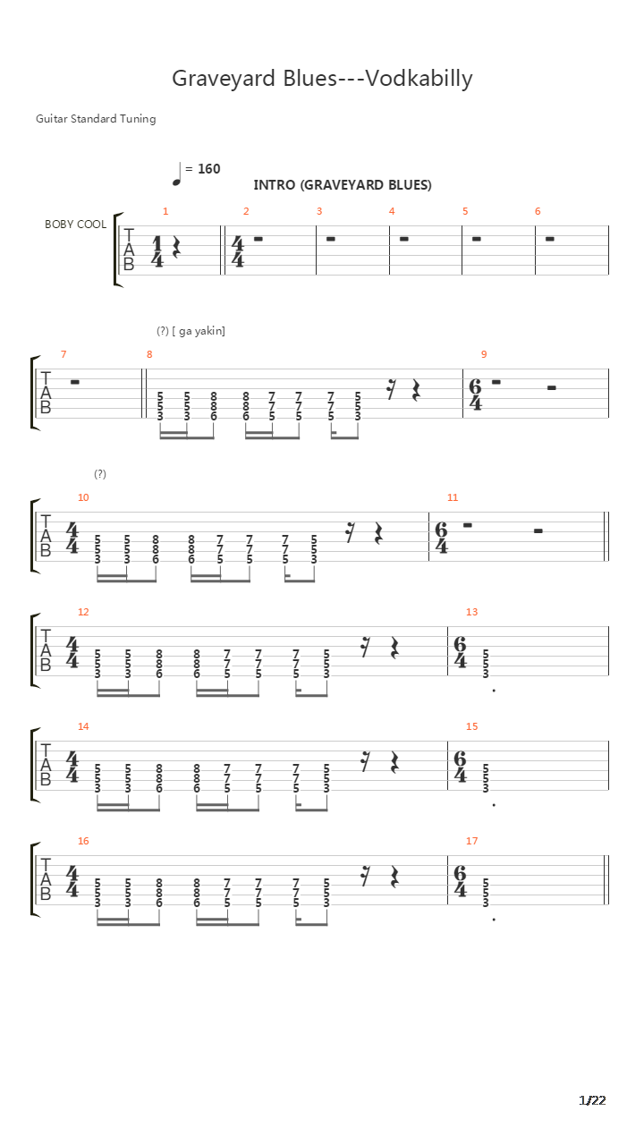 Graveyard Blues Vodkabilly吉他谱