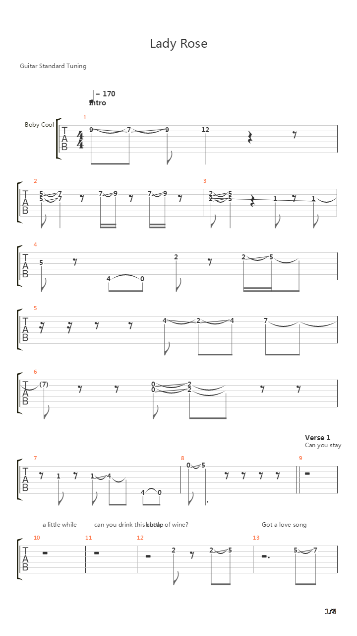 Lady Rose Live吉他谱