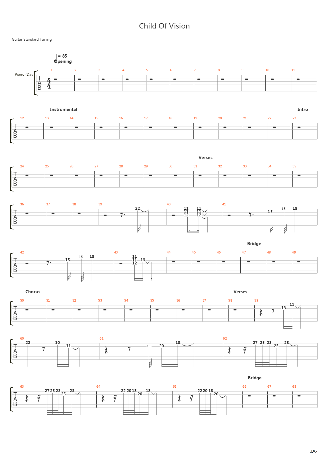 Child Of Vision吉他谱