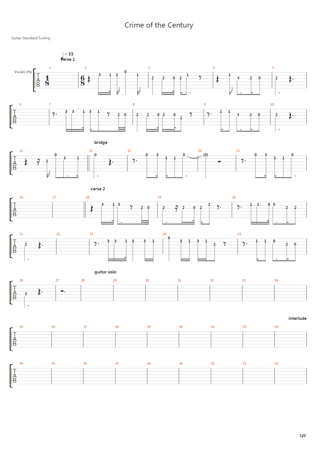Crime Of The Century吉他谱