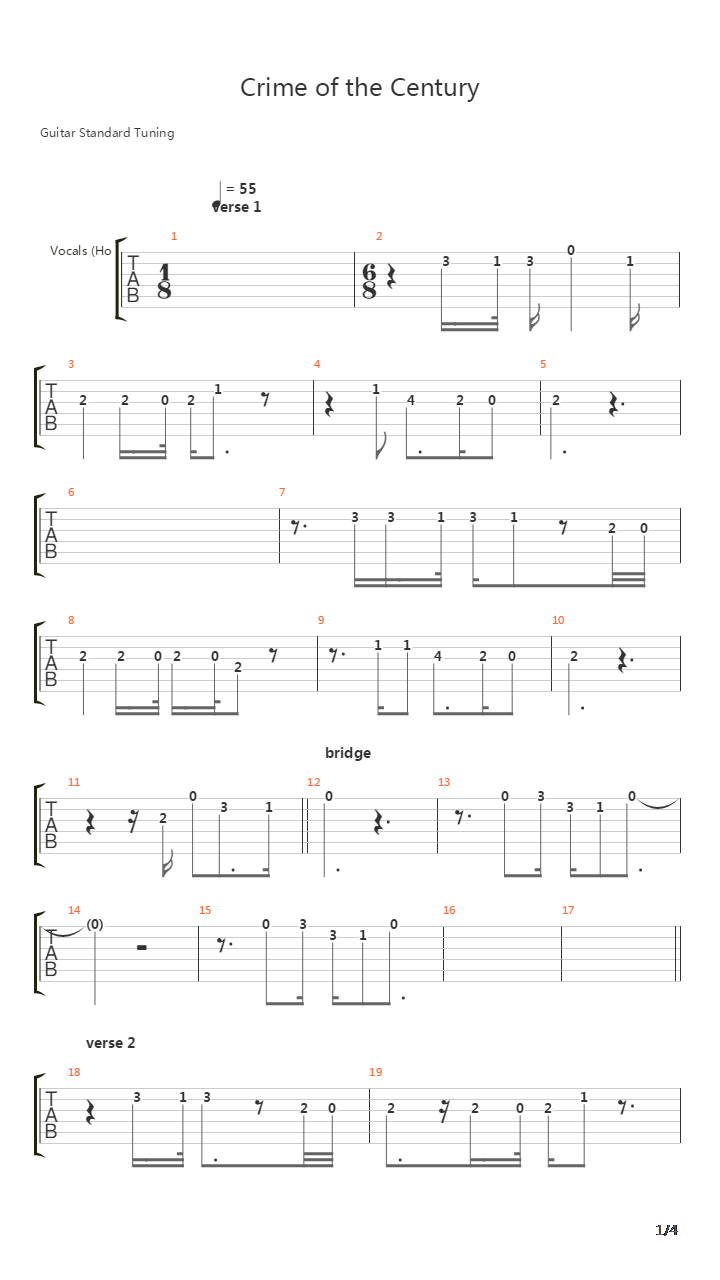 Crime Of The Century吉他谱