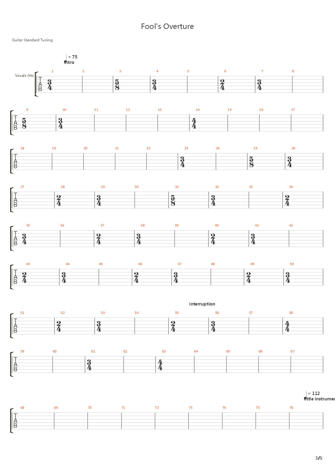 Fools Overture吉他谱