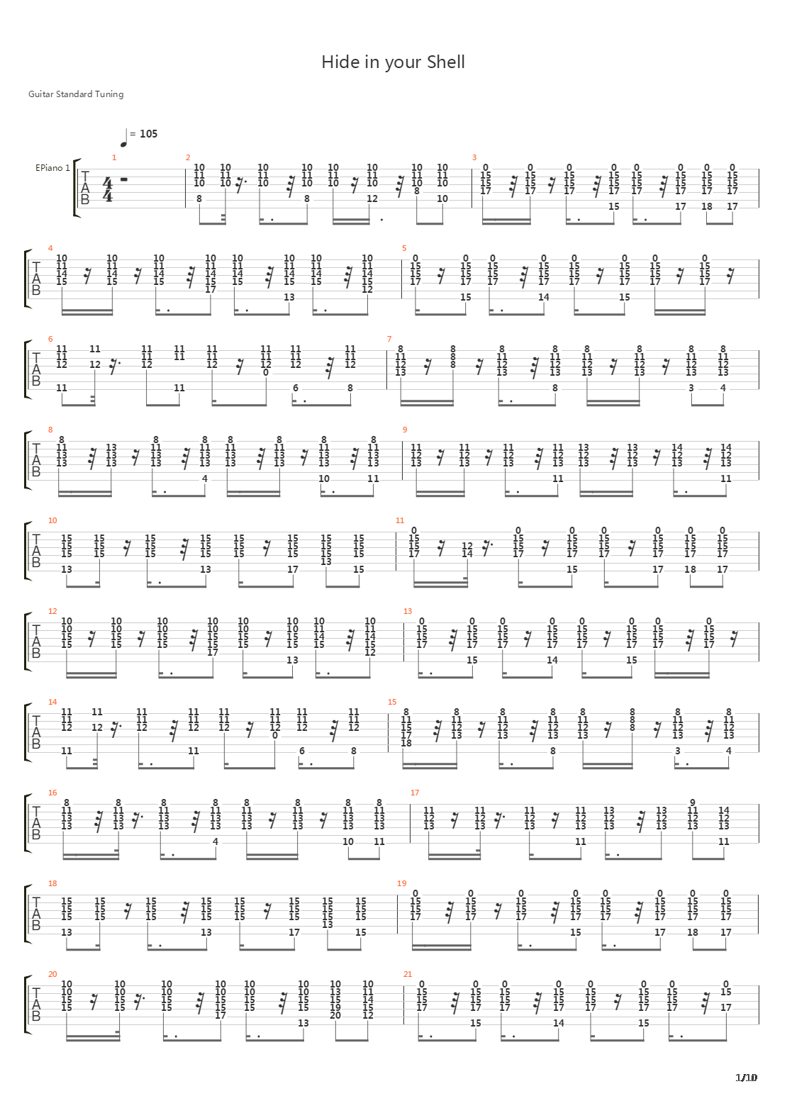 Hide In Your Shell吉他谱
