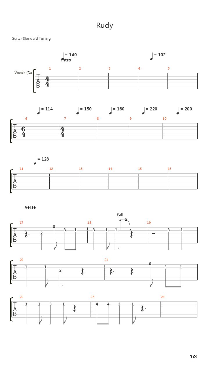 Rudy吉他谱