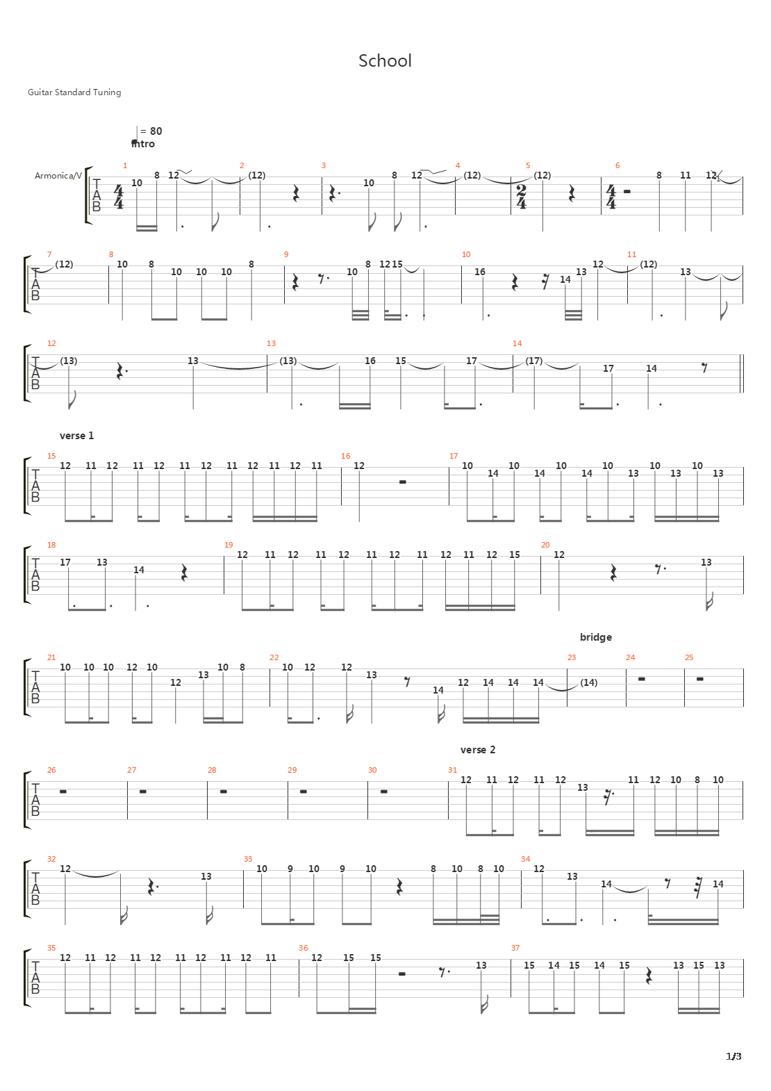 School吉他谱