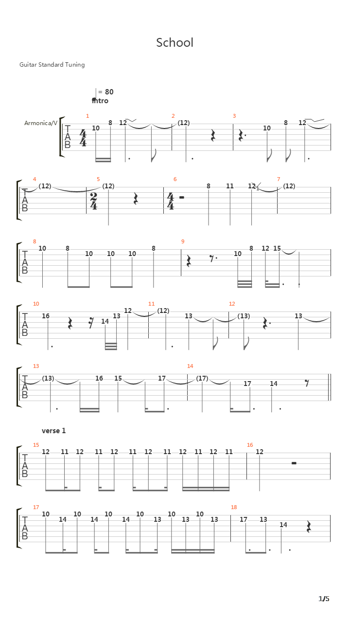 School吉他谱