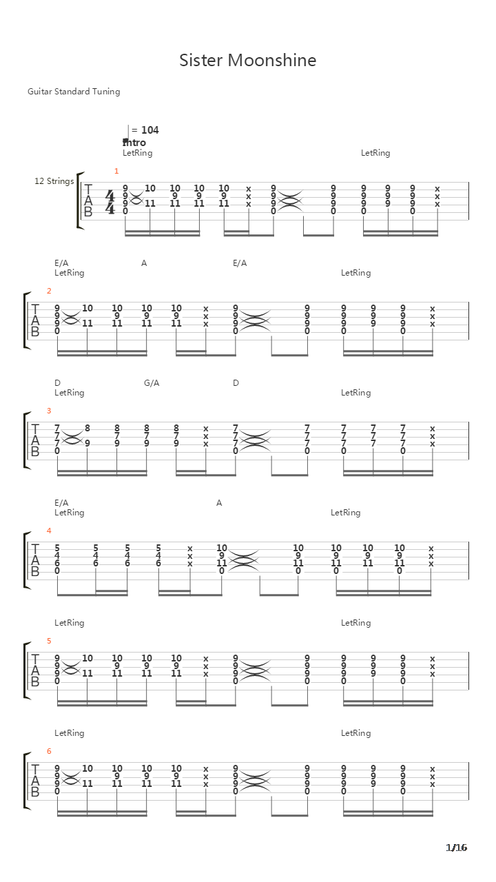 Sister Moonshine吉他谱
