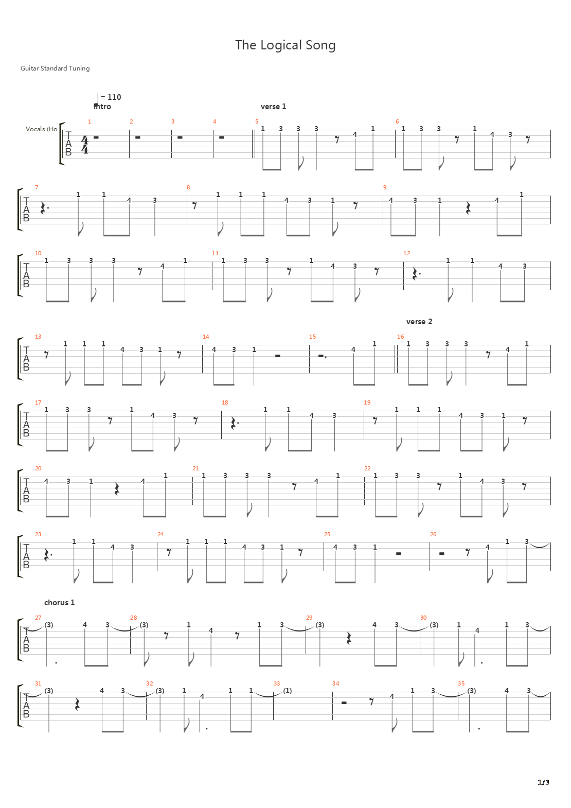 The Logical Song吉他谱