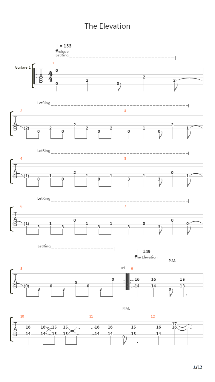 The Elevation吉他谱