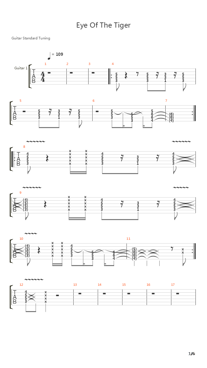 Eye Of The Tiger吉他谱