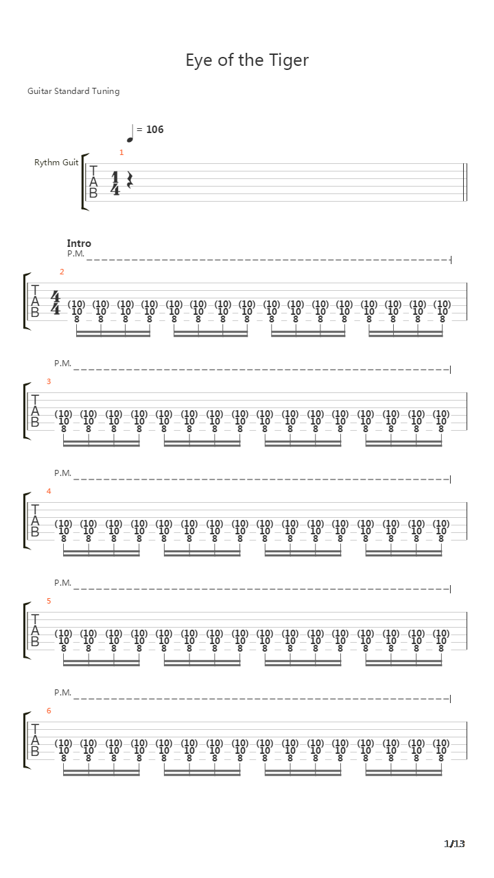 Eye Of The Tiger吉他谱