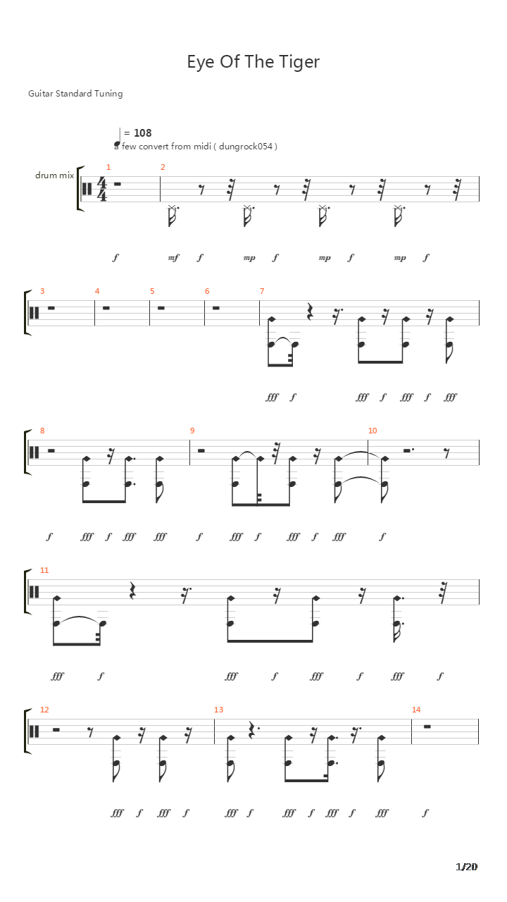 Eye Of The Tiger吉他谱