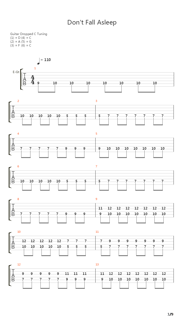 Dont Fall Asleep Horror Pt 2吉他谱
