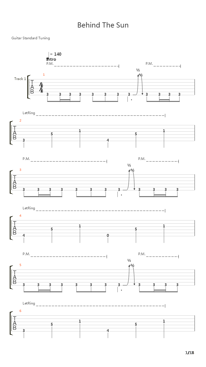 Behind The Sun吉他谱