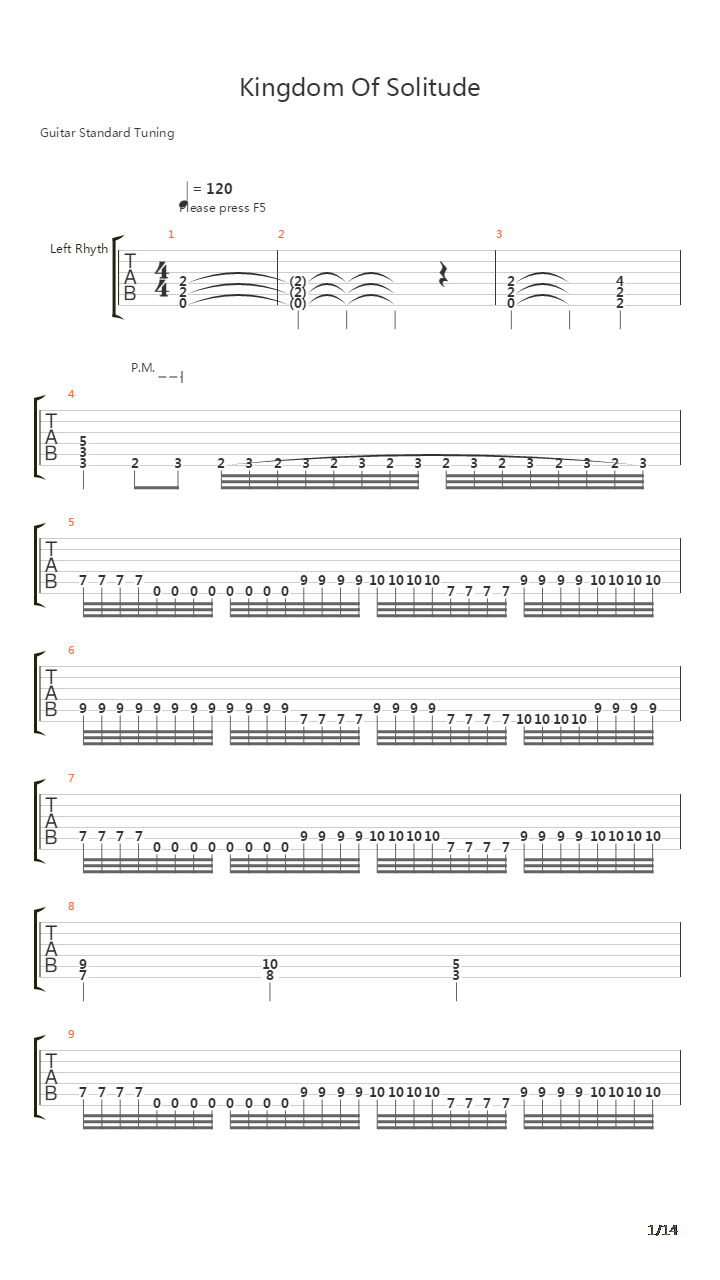 Kingdom Of Solitude吉他谱