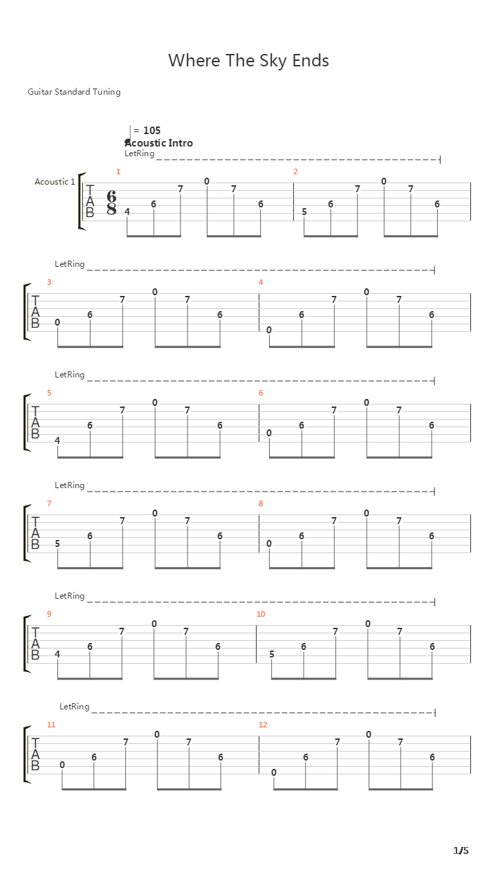 Where The Sky Ends吉他谱