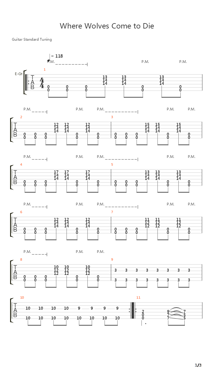 Where The Wolves Come To Die吉他谱