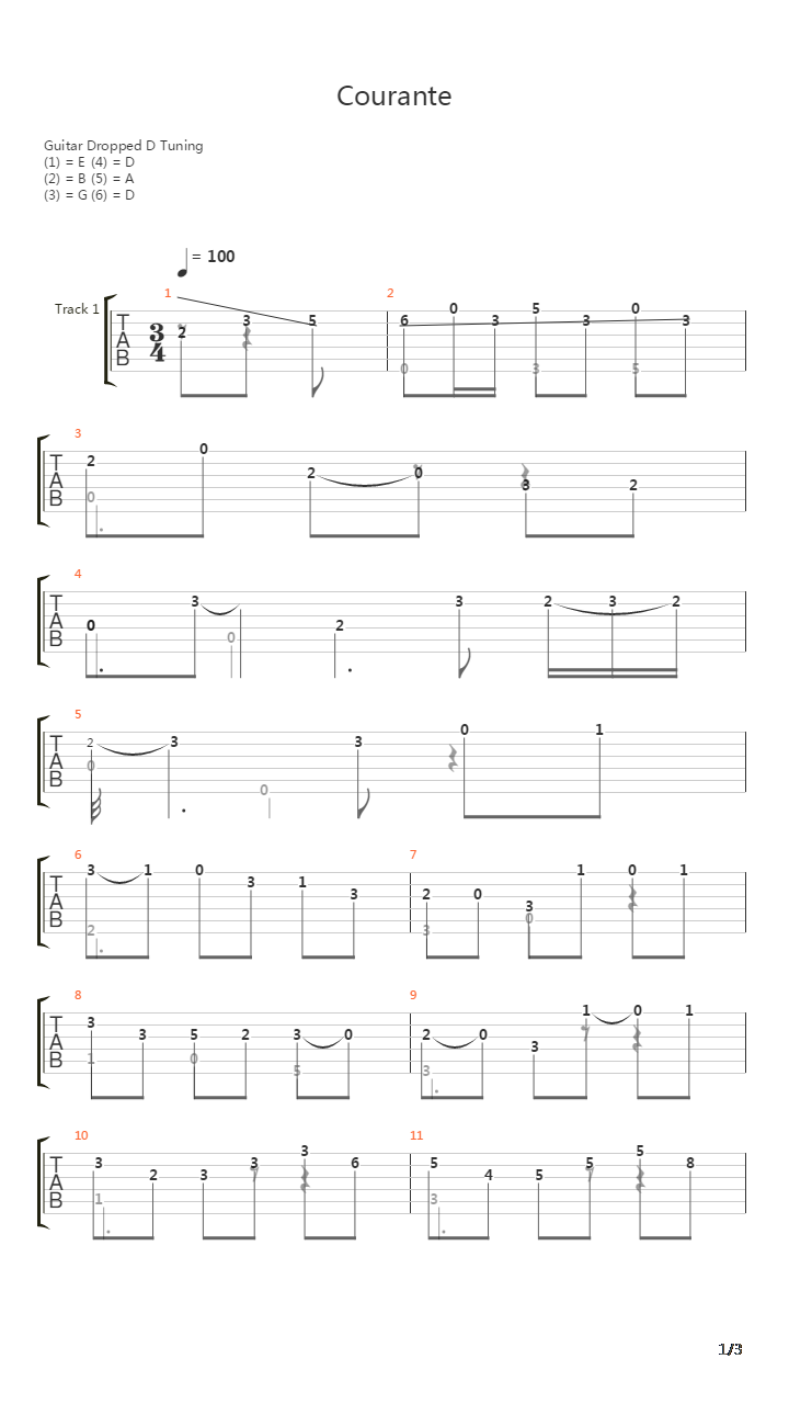 Courante吉他谱