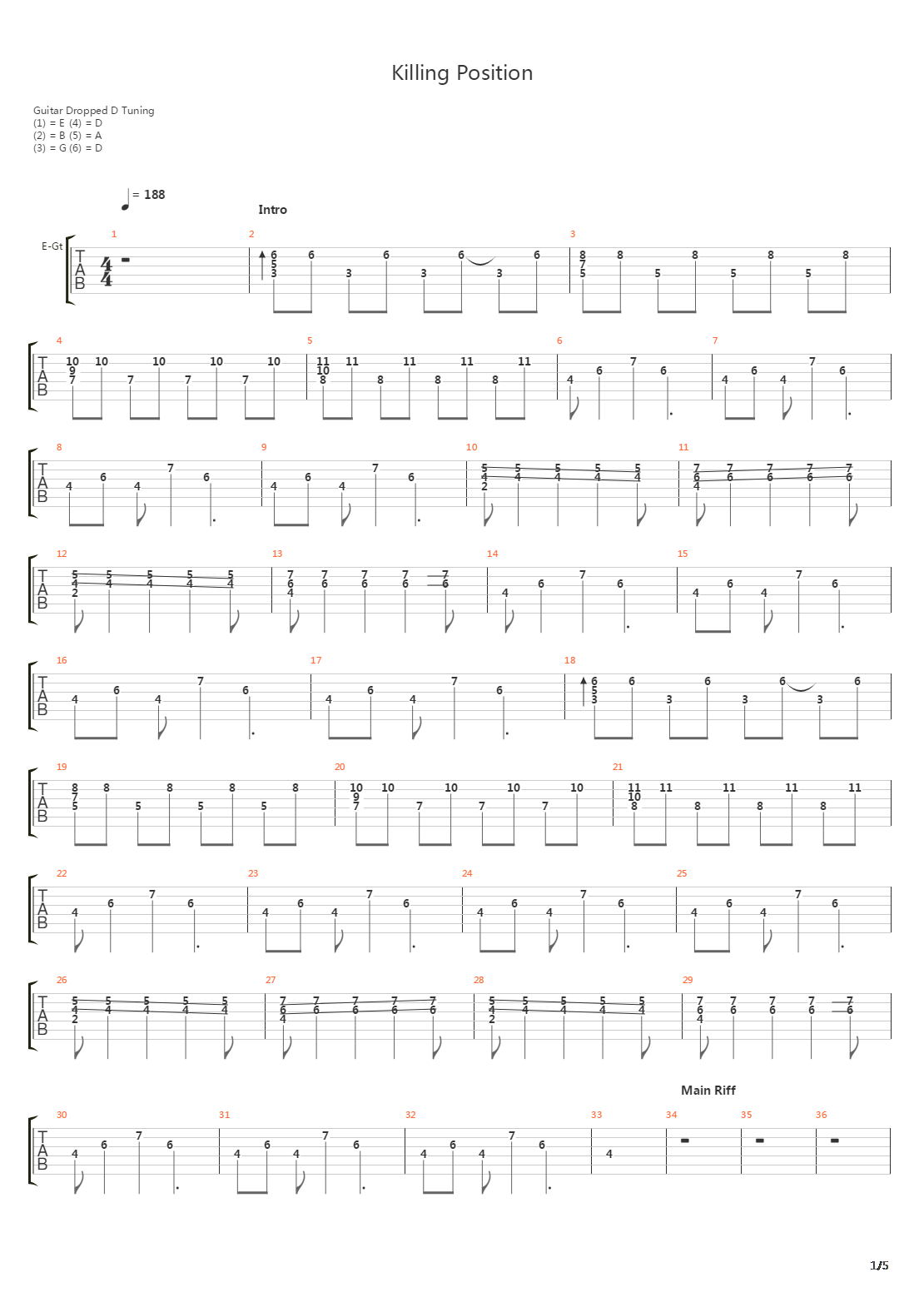 Killing Position吉他谱