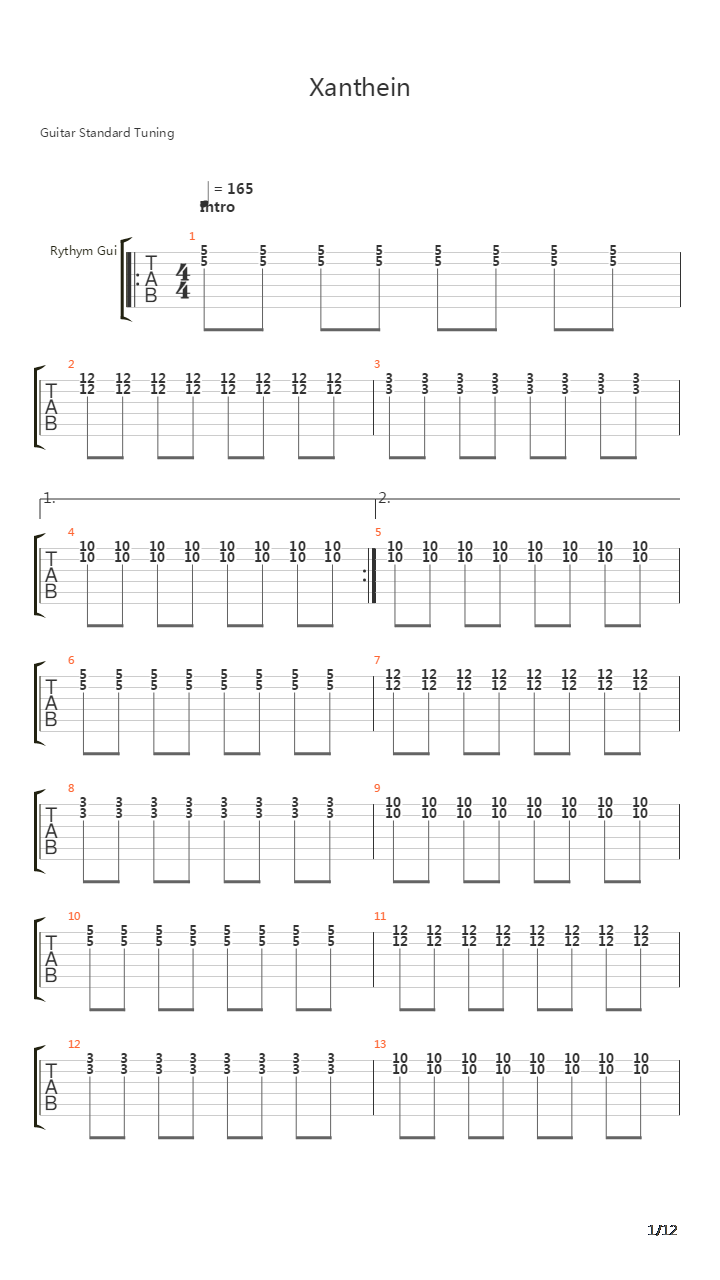 Xanthein吉他谱