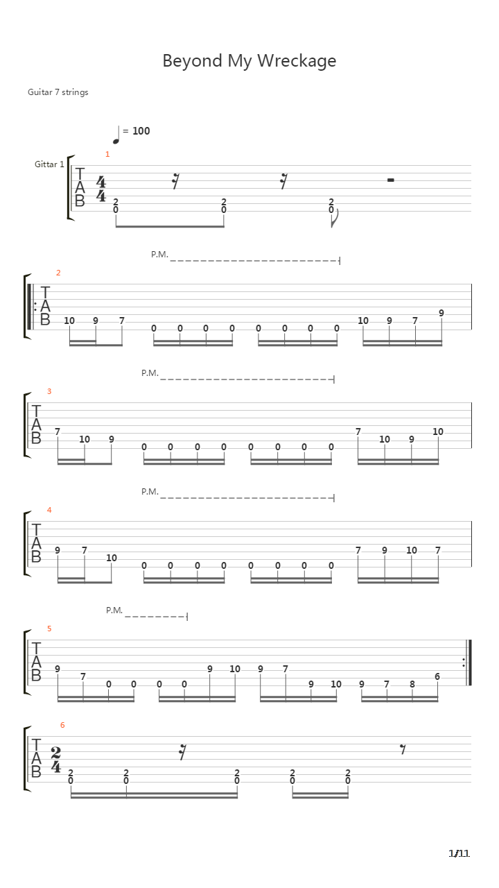 Beyond My Wreckage吉他谱