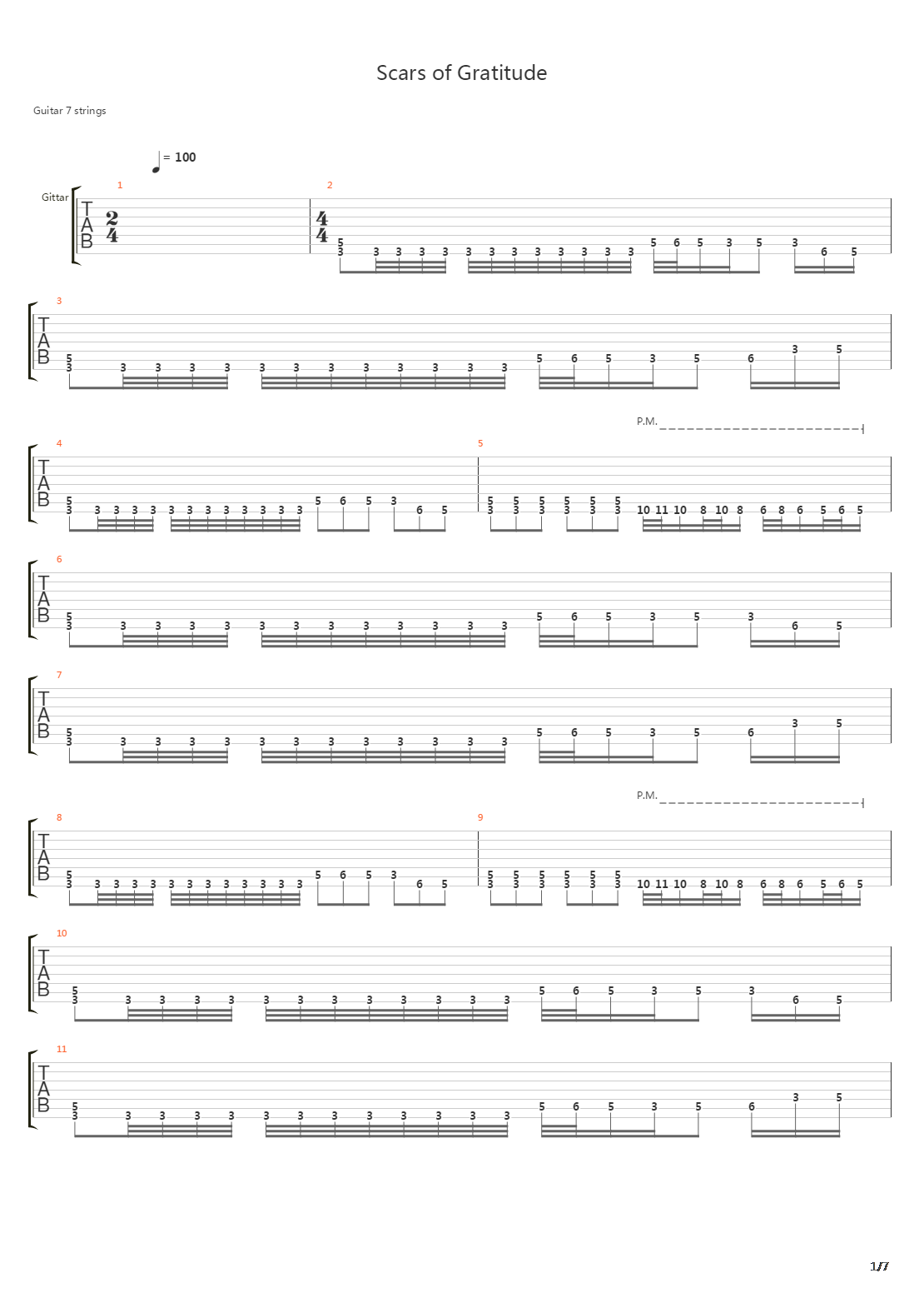 Scars Of Gratitude吉他谱