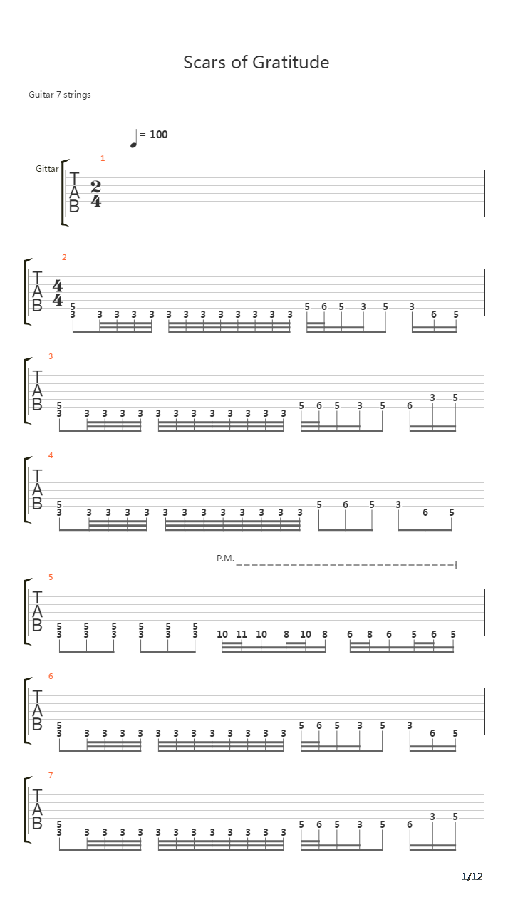 Scars Of Gratitude吉他谱