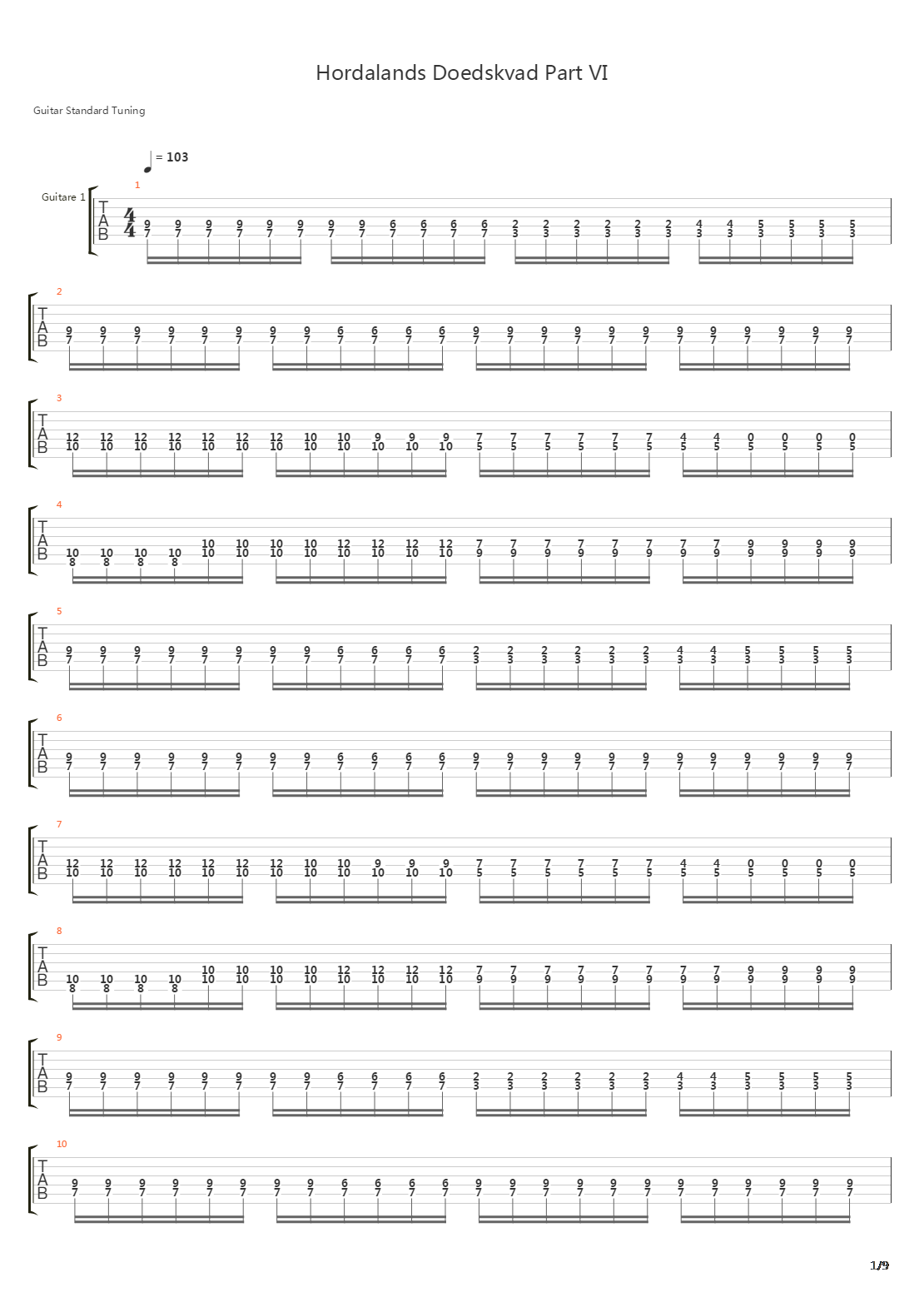 Hordalands Doedskvad Part Vi吉他谱