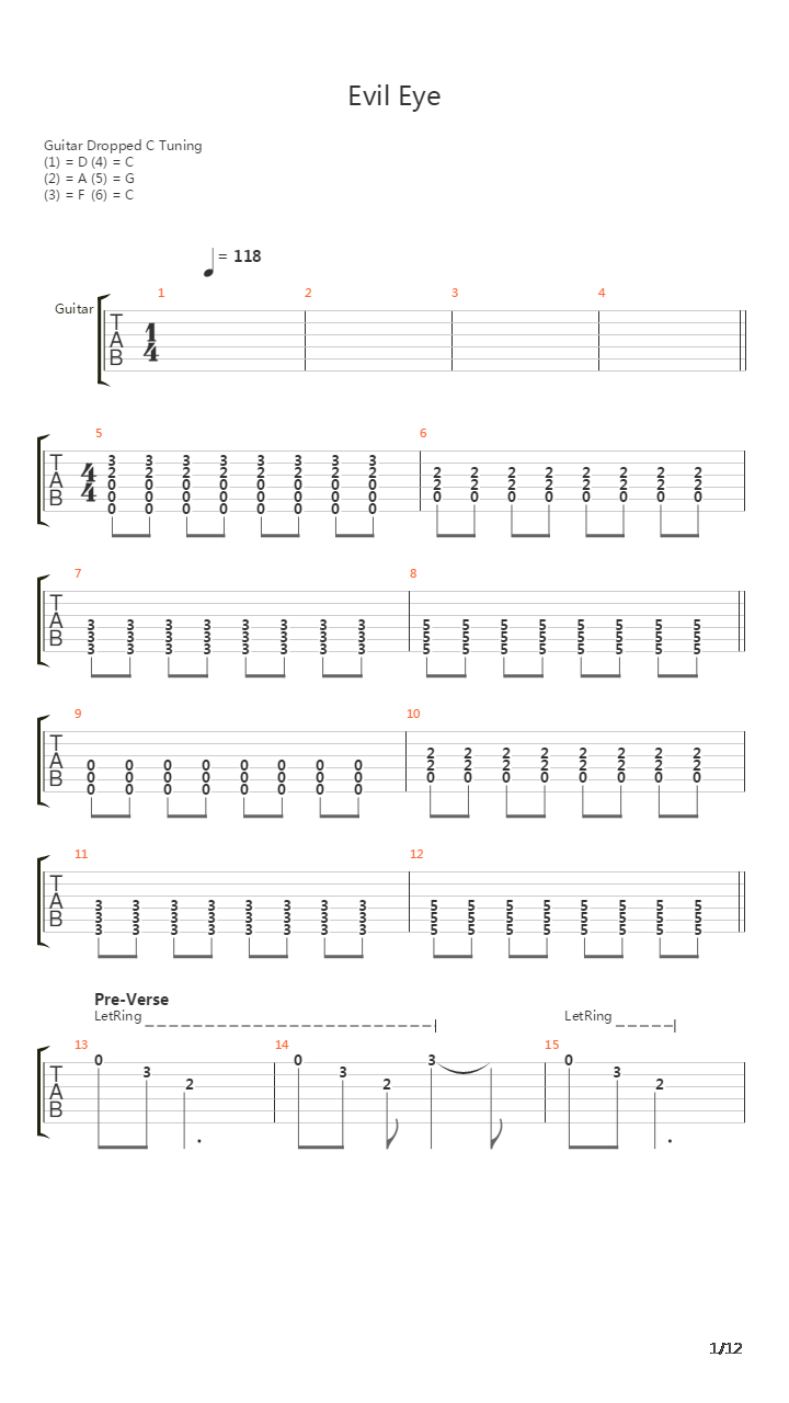 Evil Eye吉他谱