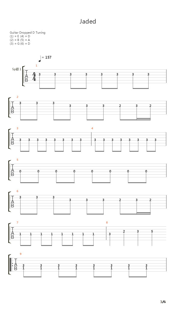 Jaded吉他谱