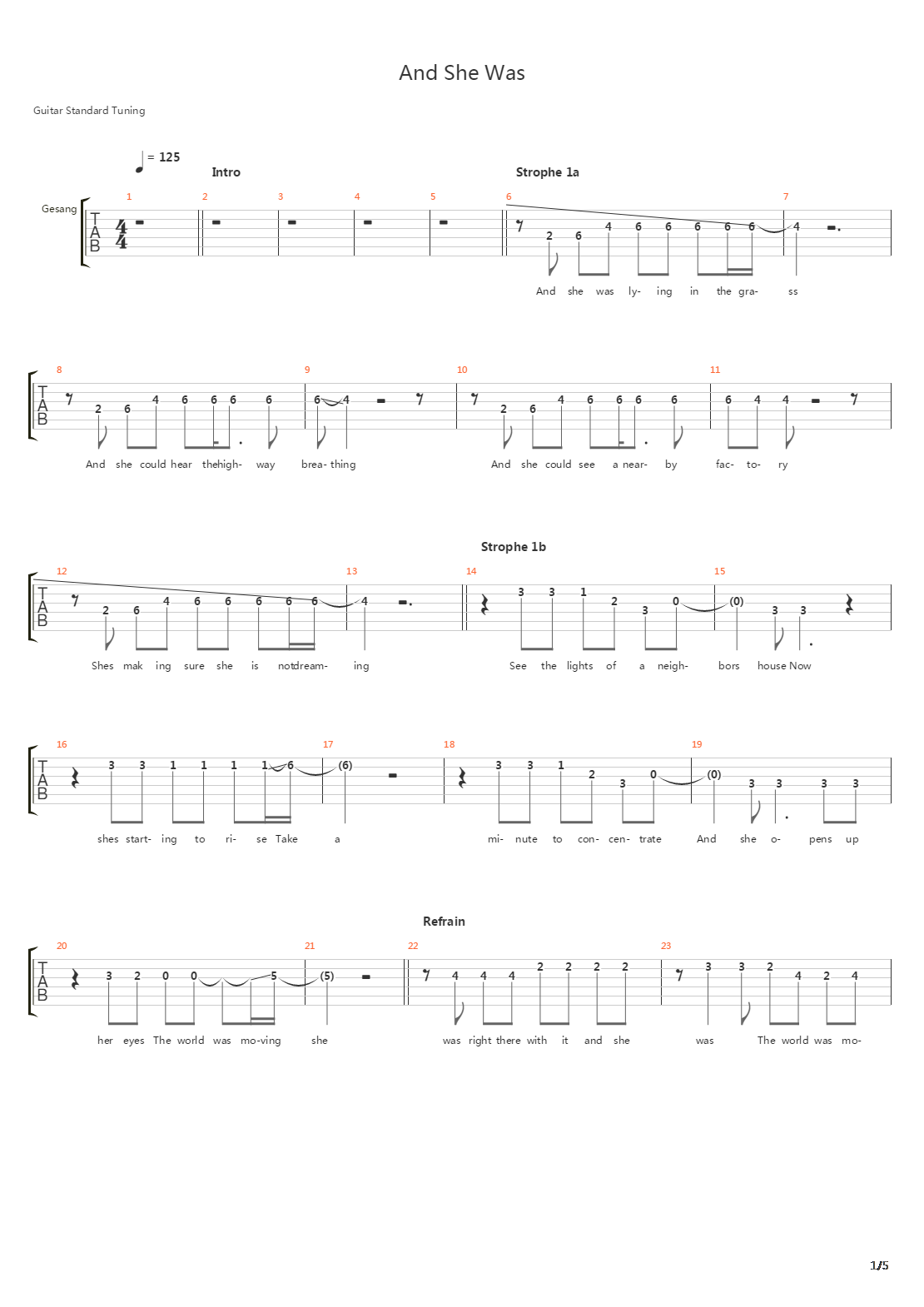 And She Was吉他谱