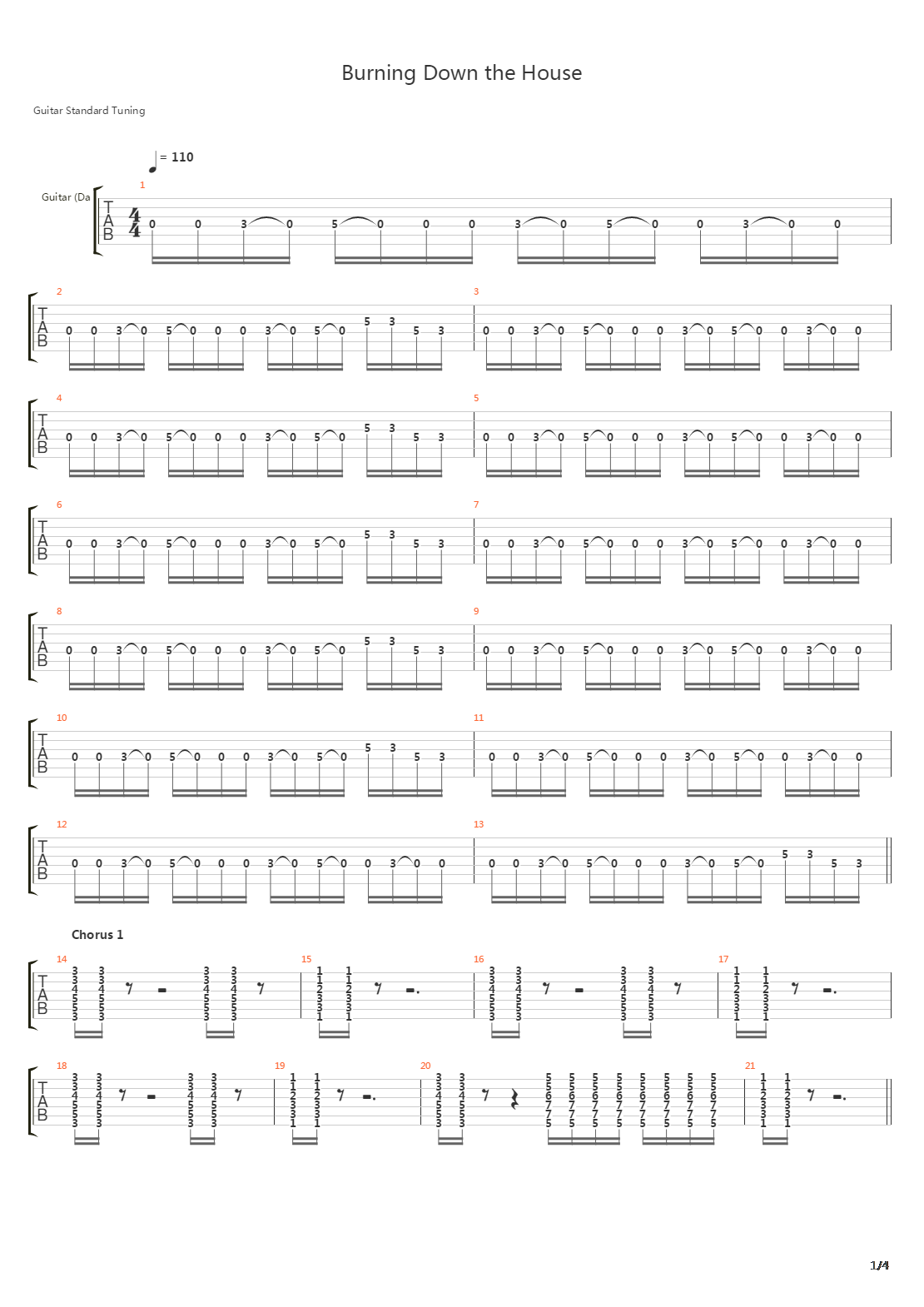 Burning Down The House吉他谱
