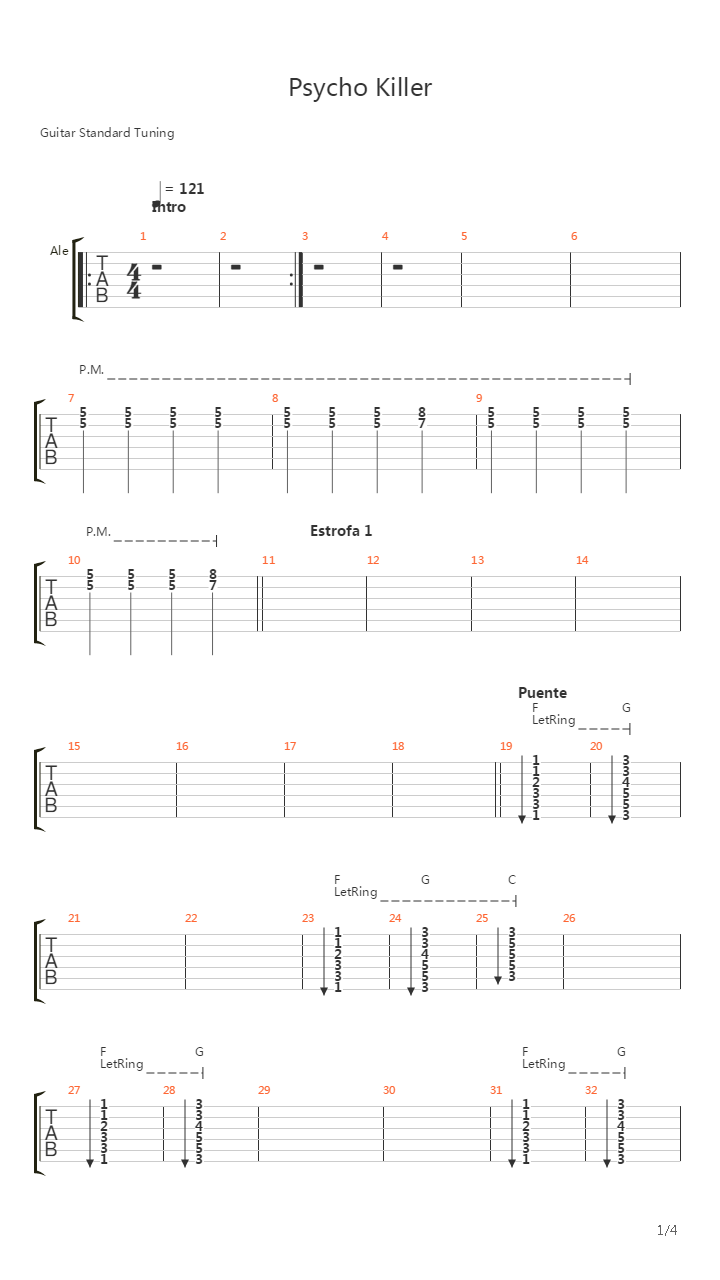 Psycho Killer吉他谱