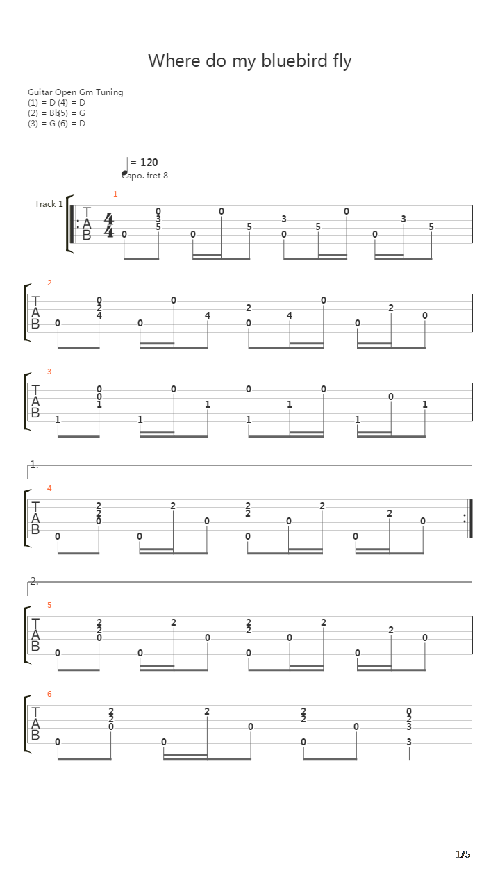 Where Do My Bluebird Fly吉他谱