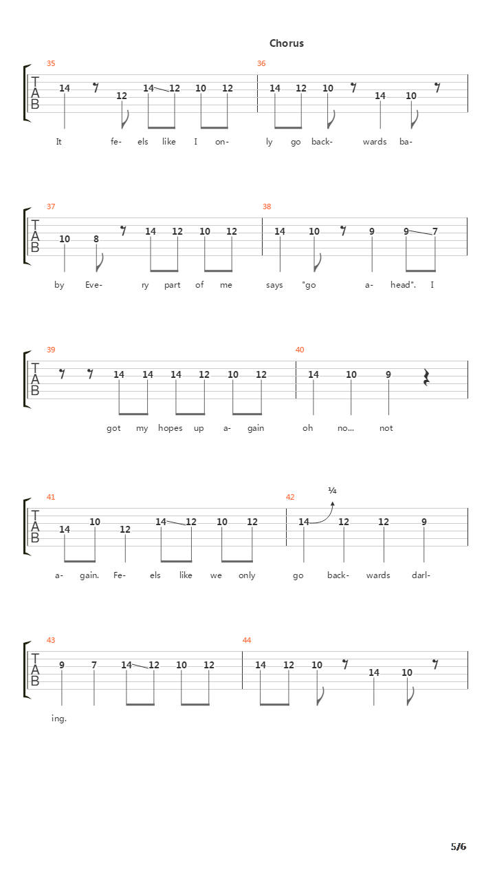 Feels Like We Only Go Backwards吉他谱