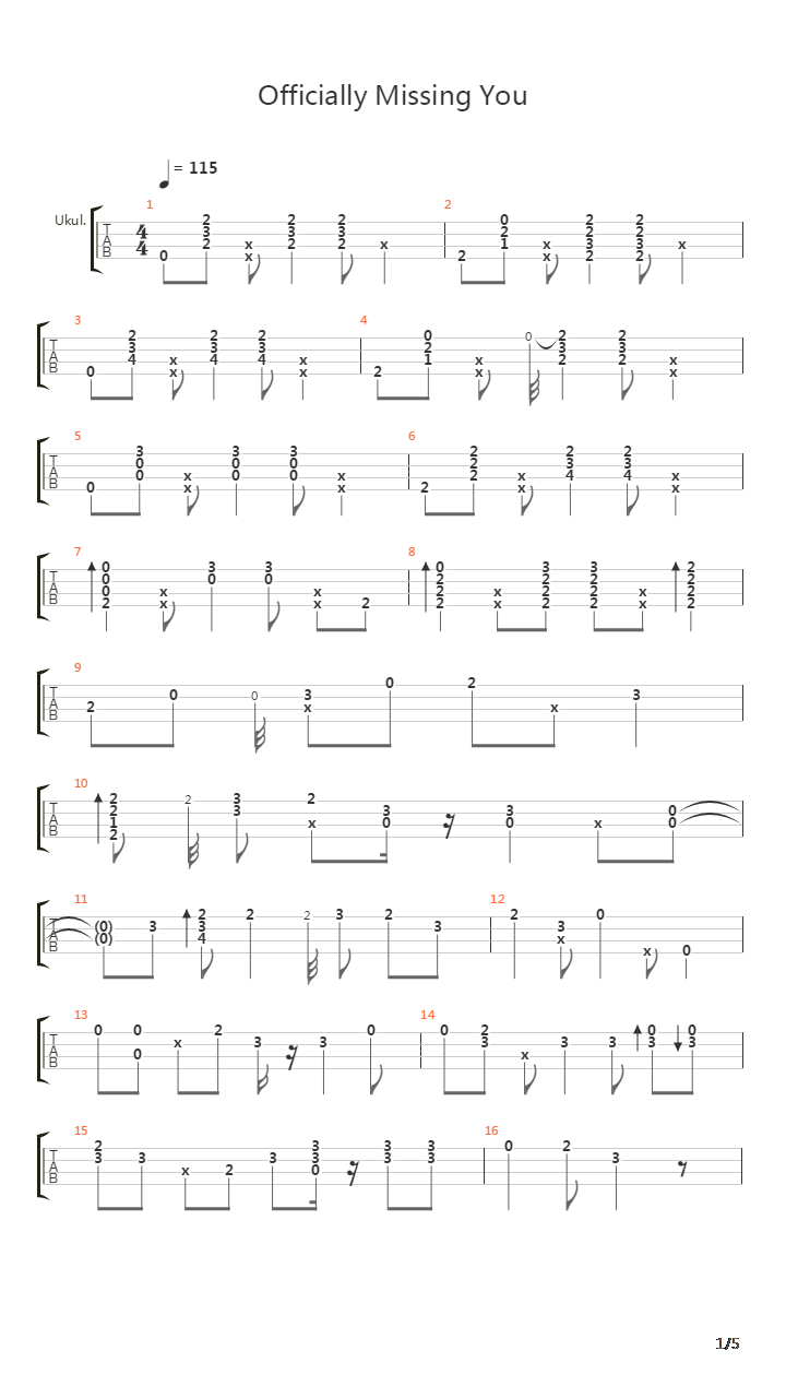 Officially Missing You吉他谱