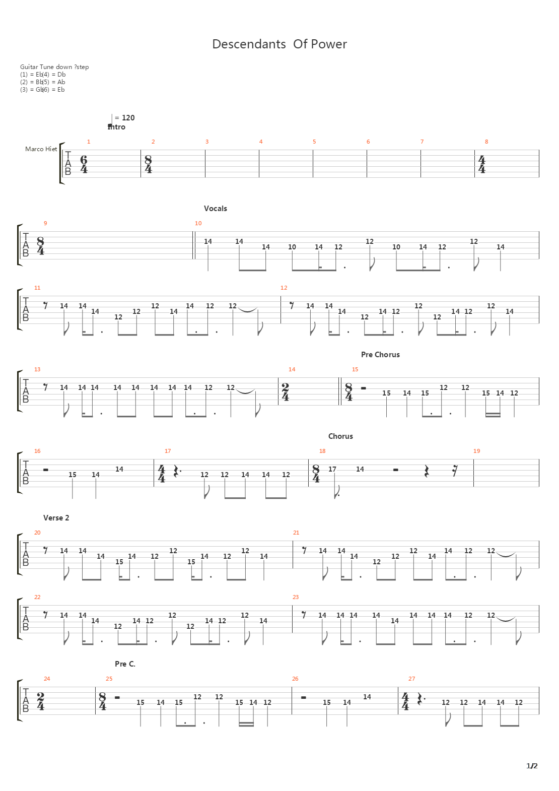 Descendants Of Power吉他谱