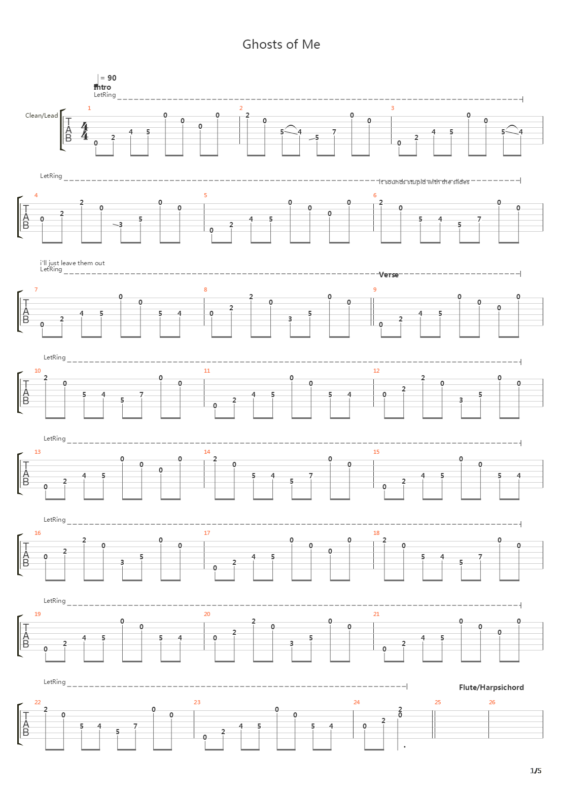 Ghosts Of Me吉他谱