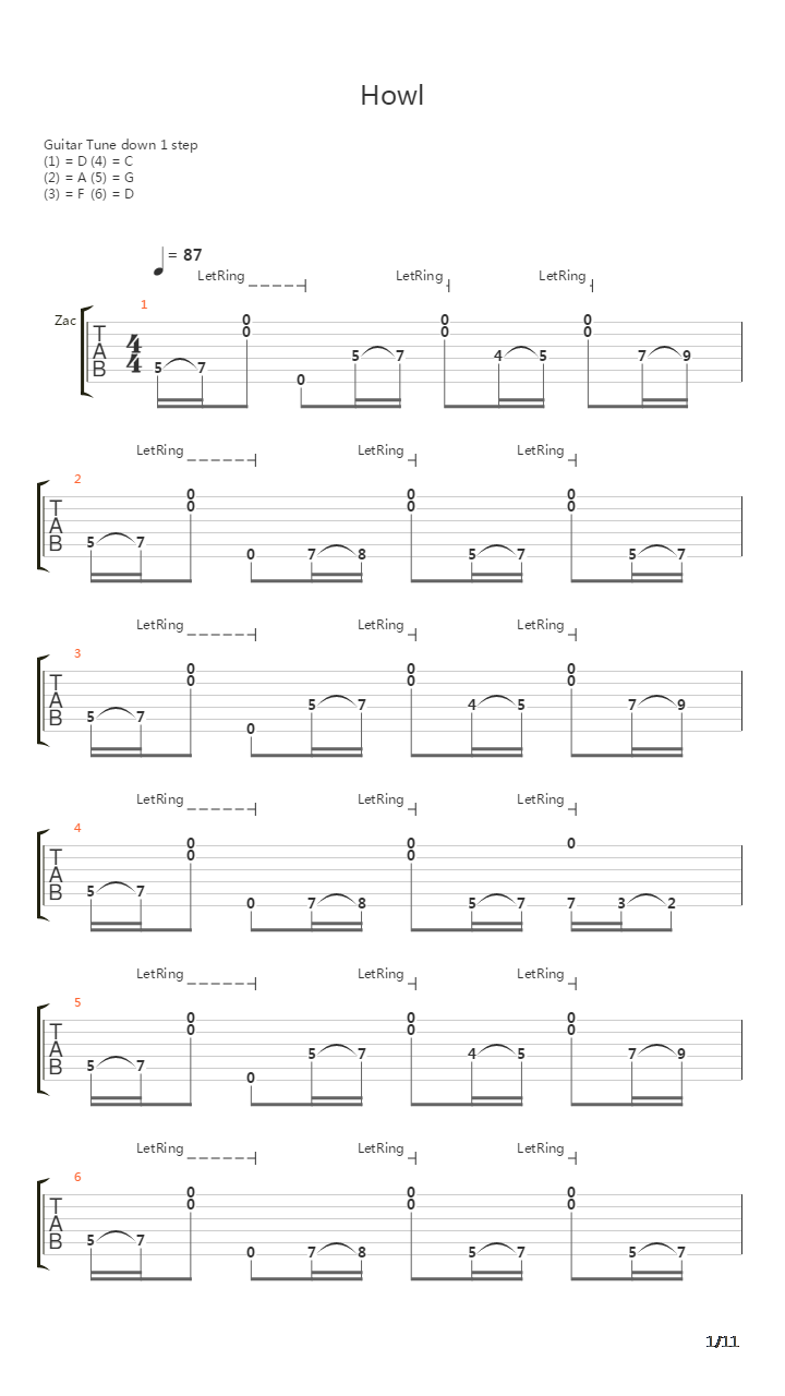 Howl吉他谱