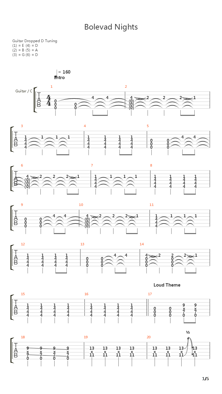 Bolevad Nights吉他谱